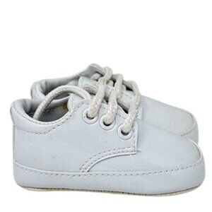 Darling Baby Shoes PreWalker Baptism, White Faux Patent baby boy Shoes Size 0